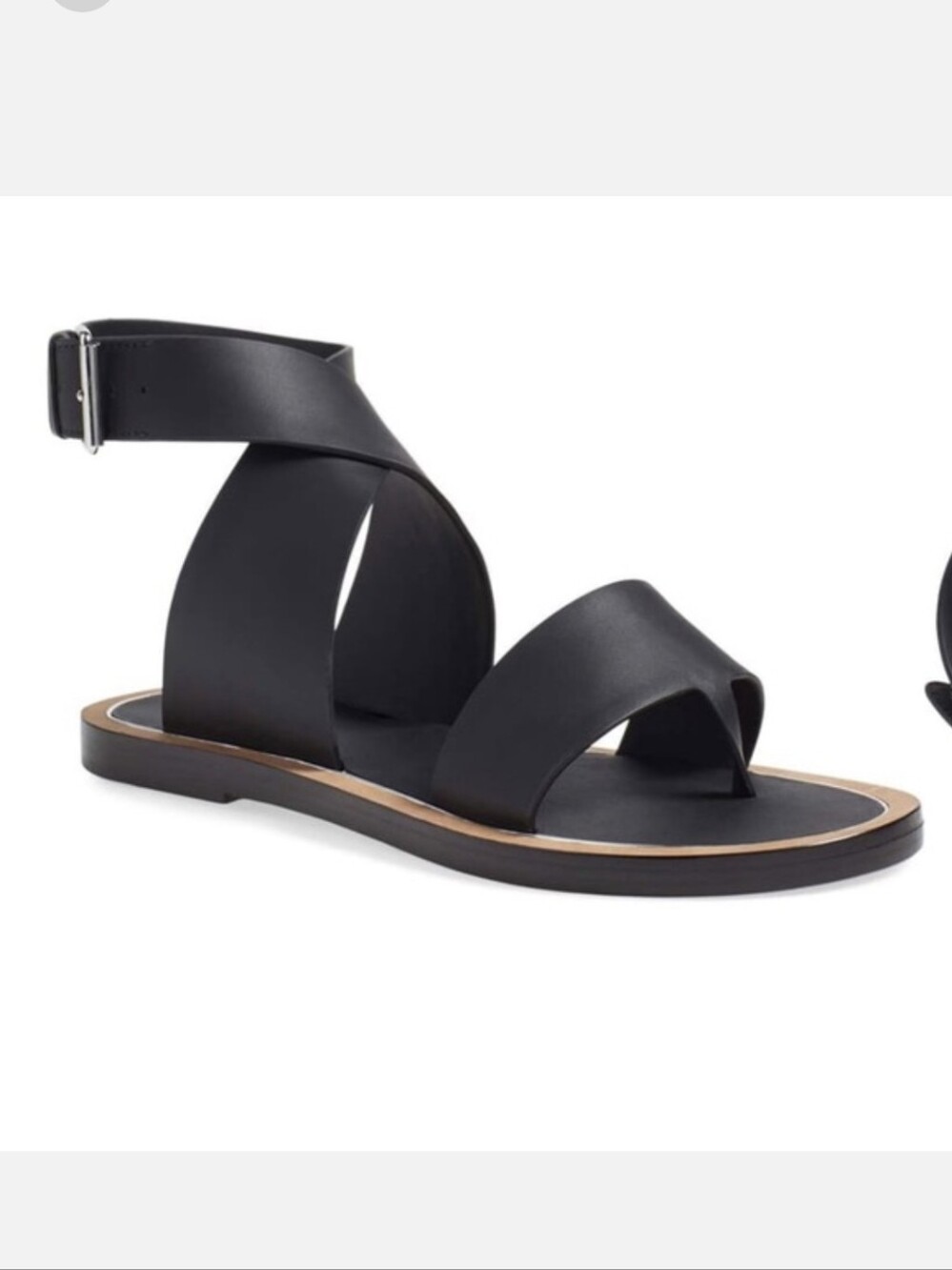 Vince. Mailin Black Leather Strappy Sandal With Ankle Strap Size 7.5